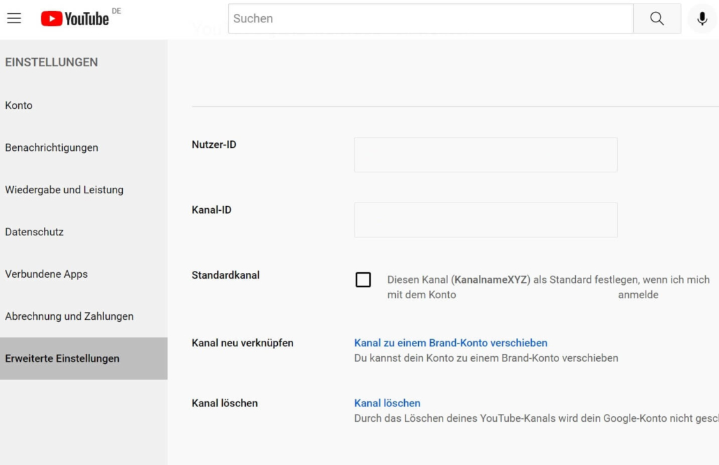 YouTube-Kanal erstellen, Schritt 2: Brandkonto