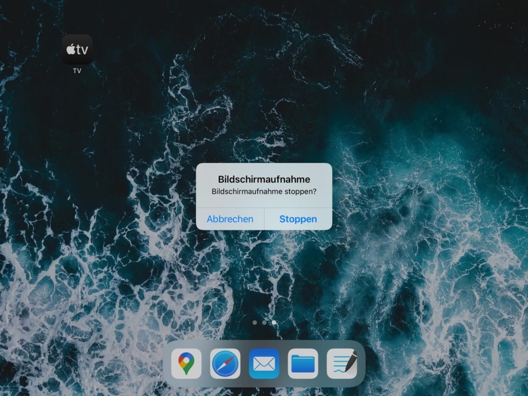 Bildschirmaufnahmestoppen bei iPad.