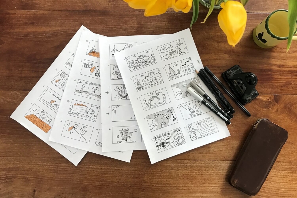 Ein Storyboard der Frankfurter Erklärvideo Agentur muthmedia.