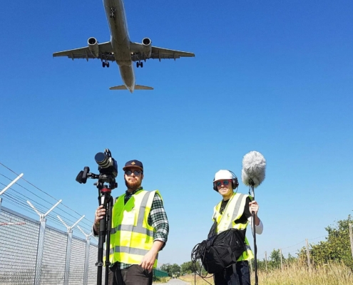 Camera crew Frankfurt at the airport.